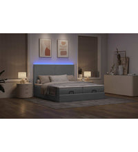 Ottoman-Bett mit Matratzen & LEDs Hellgrau 180x200 cm Stoff
