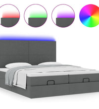 Ottoman-Bett mit Matratzen & LEDs Dunkelgrau 180x200 cm Stoff