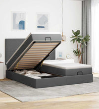 Ottoman-Bett mit Matratzen & LEDs Dunkelgrau 180x200 cm Stoff