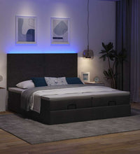 Ottoman-Bett mit Matratzen & LEDs Schwarz 180x200 cm Stoff