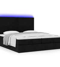 Ottoman-Bett mit Matratzen & LEDs Schwarz 180x200 cm Stoff