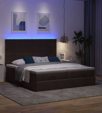 Ottoman-Bett mit Matratzen & LEDs Dunkelbraun 180x200 cm Stoff