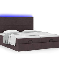Ottoman-Bett mit Matratzen & LEDs Dunkelbraun 180x200 cm Stoff