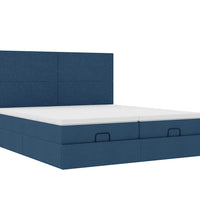 Ottoman-Bett mit Matratzen & LEDs Blau 180x200 cm Stoff