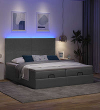 Ottoman-Bett mit Matratzen & LEDs Dunkelgrau 200x200 cm Stoff