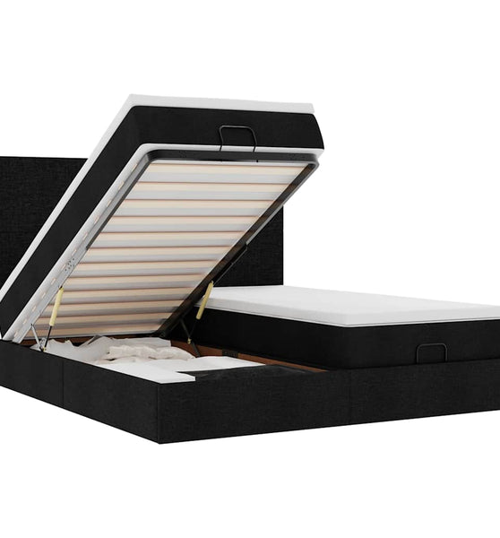 Ottoman-Bett mit Matratzen & LEDs Schwarz 200x200 cm Stoff