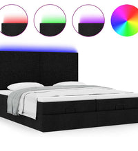 Ottoman-Bett mit Matratzen & LEDs Schwarz 200x200 cm Stoff