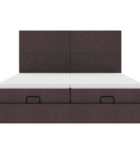 Ottoman-Bett mit Matratzen & LEDs Dunkelbraun 200x200 cm Stoff