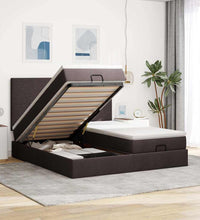 Ottoman-Bett mit Matratzen & LEDs Dunkelbraun 200x200 cm Stoff