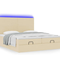 Ottoman-Bett mit Matratzen & LEDs Creme 200x200 cm Stoff