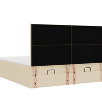 Ottoman-Bett mit Matratzen & LEDs Creme 200x200 cm Stoff