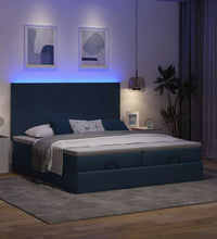 Ottoman-Bett mit Matratzen & LEDs Blau 200x200 cm Stoff