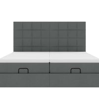 Ottoman-Bett mit Matratzen & LEDs Dunkelgrau 160x200 cm Stoff