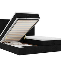 Ottoman-Bett mit Matratzen & LEDs Schwarz 160x200 cm Stoff