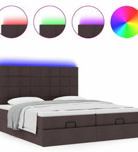 Ottoman-Bett mit Matratzen & LEDs Dunkelbraun 160x200 cm Stoff