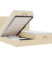 Ottoman-Bett mit Matratzen & LEDs Creme 160x200 cm Stoff
