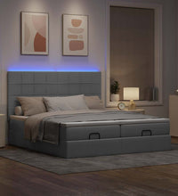 Ottoman-Bett mit Matratzen & LEDs Hellgrau 180x200 cm Stoff