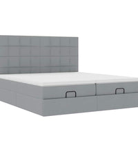 Ottoman-Bett mit Matratzen & LEDs Hellgrau 180x200 cm Stoff