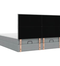 Ottoman-Bett mit Matratzen & LEDs Hellgrau 180x200 cm Stoff