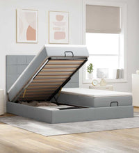 Ottoman-Bett mit Matratzen & LEDs Hellgrau 180x200 cm Stoff