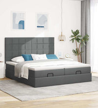 Ottoman-Bett mit Matratzen & LEDs Dunkelgrau 180x200 cm Stoff