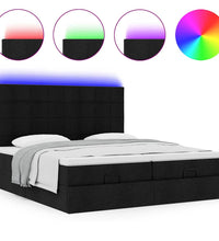 Ottoman-Bett mit Matratzen & LEDs Schwarz 180x200 cm Stoff