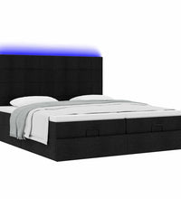 Ottoman-Bett mit Matratzen & LEDs Schwarz 180x200 cm Stoff