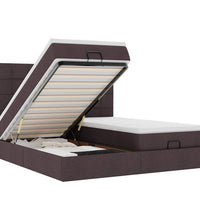 Ottoman-Bett mit Matratzen & LEDs Dunkelbraun 180x200 cm Stoff