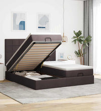 Ottoman-Bett mit Matratzen & LEDs Dunkelbraun 180x200 cm Stoff