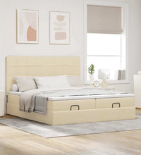 Ottoman-Bett mit Matratzen & LEDs Creme 180x200 cm Stoff