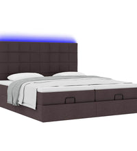 Ottoman-Bett mit Matratzen & LEDs Dunkelbraun 200x200 cm Stoff