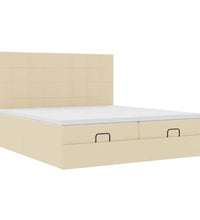 Ottoman-Bett mit Matratzen & LEDs Creme 200x200 cm Stoff