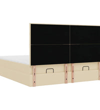 Ottoman-Bett mit Matratzen & LEDs Creme 200x200 cm Stoff