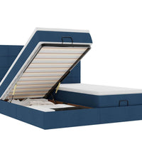 Ottoman-Bett mit Matratzen & LEDs Blau 200x200 cm Stoff