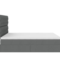 Ottoman-Bett mit Matratzen & LEDs Dunkelgrau 160x200 cm Stoff