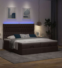 Ottoman-Bett mit Matratzen & LEDs Dunkelbraun 160x200 cm Stoff