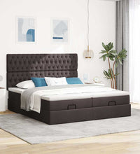 Ottoman-Bett mit Matratzen & LEDs Dunkelbraun 160x200 cm Stoff