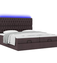 Ottoman-Bett mit Matratzen & LEDs Dunkelbraun 160x200 cm Stoff