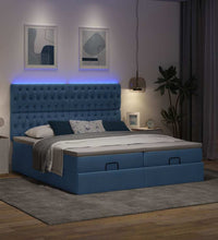Ottoman-Bett mit Matratzen & LEDs Blau 160x200 cm Stoff