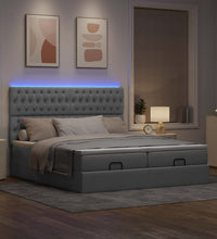 Ottoman-Bett mit Matratzen & LEDs Hellgrau 180x200 cm Stoff