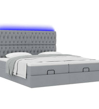 Ottoman-Bett mit Matratzen & LEDs Hellgrau 180x200 cm Stoff