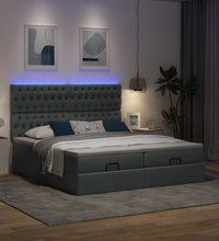 Ottoman-Bett mit Matratzen & LEDs Dunkelgrau 180x200 cm Stoff