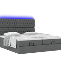 Ottoman-Bett mit Matratzen & LEDs Dunkelgrau 180x200 cm Stoff