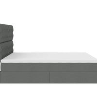 Ottoman-Bett mit Matratzen & LEDs Dunkelgrau 180x200 cm Stoff