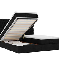 Ottoman-Bett mit Matratzen & LEDs Schwarz 180x200 cm Stoff