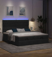Ottoman-Bett mit Matratzen & LEDs Schwarz 180x200 cm Stoff