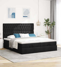 Ottoman-Bett mit Matratzen & LEDs Schwarz 180x200 cm Stoff