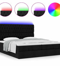 Ottoman-Bett mit Matratzen & LEDs Schwarz 180x200 cm Stoff