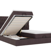Ottoman-Bett mit Matratzen & LEDs Dunkelbraun 180x200 cm Stoff