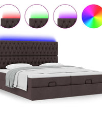Ottoman-Bett mit Matratzen & LEDs Dunkelbraun 180x200 cm Stoff